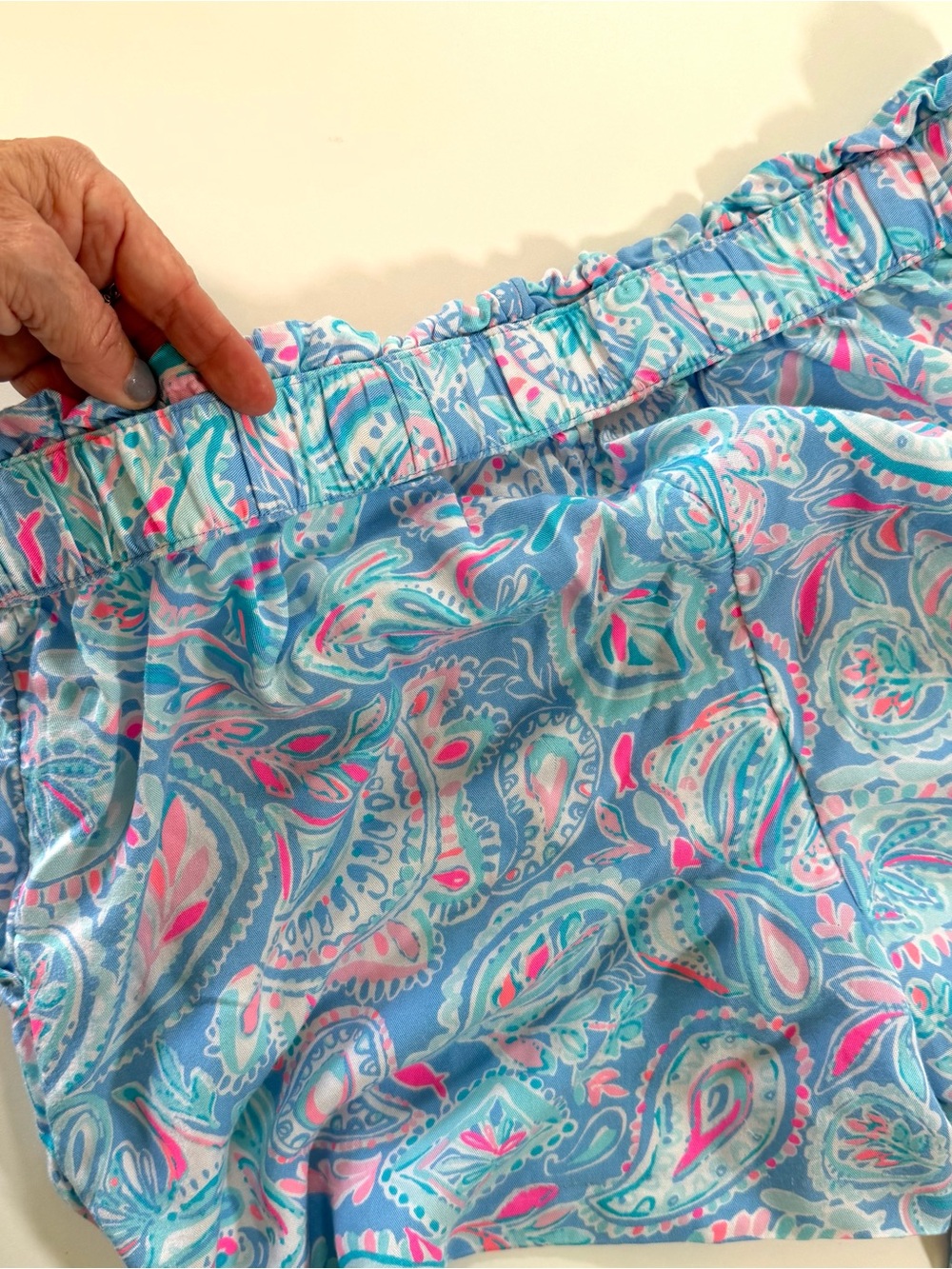 Lilly Pulitzer Kothmale Sri Lanka Paisley Paperbag Waist Tie Front Shorts Size L - Picture 7 of 16